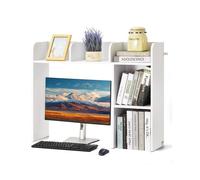 VEVOR Libreria da Scrivania, Organizer per Oggetti da Scrivania 2 Livelli, Scaffale per Esposizione in Legno per Ufficio, Libreria con Piedini Antiscivolo, per Ufficio Casa, 945 x 241 x 734 mm Bianco