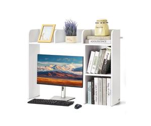 VEVOR Libreria da Scrivania, Organizer per Oggetti da Scrivania 2 Livelli, Scaffale per Esposizione in Legno per Ufficio, Libreria con Piedini Antiscivolo, per Ufficio Casa, 945 x 241 x 734 mm Bianco