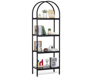 VEVOR Libreria in Metallo ad Arco Mobiletto Organizzatore da Casa Ufficio, Scaffale Portaoggetti Libri Riviste Forma ad Arco 4 Livelli, Scaffale con Ripiani Aperti, Scaffale Espositore Indipendente