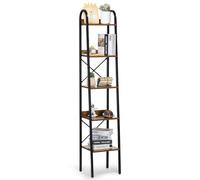 VEVOR Libreria in Metallo in Legno, Libreria a Forma Trapezoidale a 5 Ripiani, Libreria Vintage con Ripiani Aperti Portaoggetti per Libri Riviste Carte Documenti, Scaffale Espositore da Ufficio