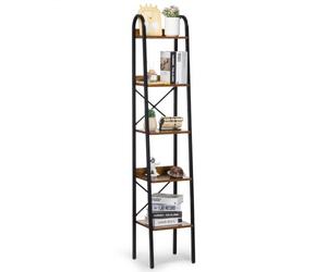 VEVOR Libreria in Metallo in Legno, Libreria a Forma Trapezoidale a 5 Ripiani, Libreria Vintage con Ripiani Aperti Portaoggetti per Libri Riviste Carte Documenti, Scaffale Espositore da Ufficio