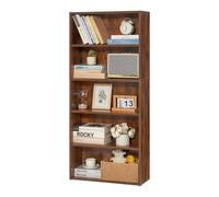 VEVOR Libreria Sottile a 5 Ripiani, Libreria Aperta in Legno 134,5 cm con Ripiano Regolabile in Altezza, Espositore da Pavimento Alto Autoportante, Scaffale per Biblioteca, Soggiorno, Ufficio, Marrone