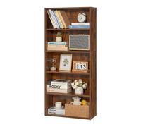 VEVOR Libreria Sottile a 5 Ripiani, Libreria Aperta in Legno 134,5 cm con Ripiano Regolabile in Altezza, Espositore da Pavimento Alto Autoportante, Scaffale per Biblioteca, Soggiorno, Ufficio, Marrone