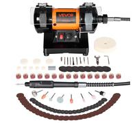 VEVOR Lucidatrice da Banco Velocità Regolabile da 8300 a 10600 giri/min, Macchina Levigatura con Mole Abrasive in Fibra e Lana, Kit di Accessori 100 pz, per Gioielli Metallo Pietra Grezza Fai Da Te