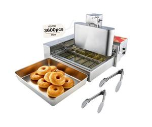 VEVOR Macchina Automatica per Ciambelle Friggitrice per Ciambelle Resa 360 pezzi/h Macchina Commerciale da Forno 6 File in Acciaio Inossidabile Controllo Intelligente a Forma di Anello