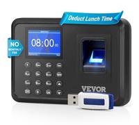 VEVOR Macchina Biometrica per Rilevazione delle Presenze dei Dipendenti con Impronta Digitale, Immissione PIN, Orologio Biometrico Autonomo per Check-In, Montaggio a Parete, Supporto 12 Lingue, Nero