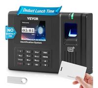 VEVOR Macchina Biometrica per Rilevazione delle Presenze dei Dipendenti, Impronta Digitale, Carte RFID, Immissione PIN in Uno, Orologio Biometrico Indipendente per Check-In, Montaggio a Parete, Nero