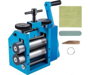 VEVOR Macchina Combinata Manuale per Laminatoio, Rotolo di Foglio Liscio 75 mm Macchina Combinata Manuale in Materiale Acciaio per Gioiellerie per Laminatoio