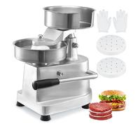 VEVOR Macchina da cucina per hamburger di manzo da 150 mm, resistente, in acciaio inox per uso alimentare, per la preparazione di carne da cucina, con 1000 cartine per polpette, 18/8