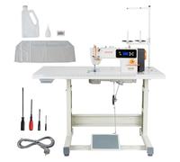 VEVOR Macchina da Cucire Industriale Lineare a Punto Annodato da 550 W con Servomotore e Supporto da Tavolo, Tagliafilo Automatico e Velocità 5000 SPM, Pannello LCD Luce LED, per Cotone Uso Intensivo