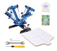 VEVOR Macchina da Stampa in Acciaio Laminato Serigrafica Manuale 4 Colori per l'Abbigliamento Fai-da-te, Stampante per Serigrafia 4 Colori Dimensioni da Stampa 54 x 45cm Posizionamento Doppio Strato