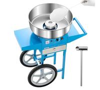 VEVOR Macchina Elettrica per Zucchero Filato con Carrello, Macchina per Zucchero Filato 1000 W con Ciotola in Acciaio Inox 52 cm, Misurino per Zucchero Cassetto, per Compleanni, Feste, Blu