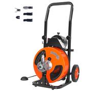 VEVOR Macchina Elettrica Sturatubi di Scarico Set Taglierino Velocità 1500 giri/min Cavo 15m x 12,7mm, Macchina Sturatubi Molla Automatica per Tubazione 1,9A Protezione IP20 4 Taglierini Sostituibili