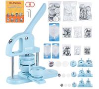 VEVOR Macchina per Bottoni, Macchina per Badge 25/32/58mm, Parti per Bottoni da 300 Pezzi, Macchina per Bottoni con Libro Magico Panda, Kit di Punzonatrice per Regali Fai da Te per Bambini, Blu