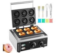 VEVOR Macchina per Ciambelle Elettrica 1550 W Macchina per Ciambelle Commerciale con Superficie Antiaderente, Entrambi Lati, Produce 6 Ciambelle, Temperatura 50-300 ℃, per Ristorante, Uso Domestico