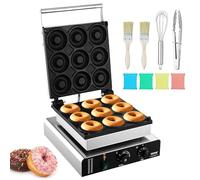 VEVOR Macchina per Ciambelle Elettrica 2000 W Macchina per Ciambelle Commerciale con Superficie Antiaderente, Entrambi Lati, Produce 9 Ciambelle, Temperatura 50-300 ℃, per Ristorante, Uso Domestico