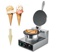 VEVOR Macchina per Coni Gelato Elettrica Commerciale, 1230 W, Stampo per Involtini Primavera in Acciaio Inox Antiaderente, con Controllo Temperatura Tempo, Maniglia, per Ristorante, Snack Bar