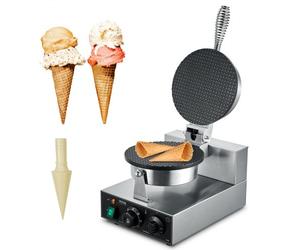 VEVOR Macchina per Coni Gelato Elettrica Commerciale, 1230 W, Stampo per Involtini Primavera in Acciaio Inox Antiaderente, con Controllo Temperatura Tempo, Maniglia, per Ristorante, Snack Bar