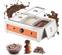 VEVOR Macchina per Fusione di Cioccolato in Acciaio Inox 3 Vasche da 3,3 L, Pentola Elettrica di Fusione del Cioccolato 1500 W Uso Commerciale per Hotel Albergo, Bagnomaria per Cioccolato 30℃ - 85℃