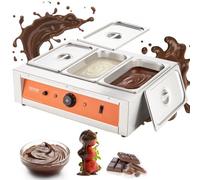 VEVOR Macchina per Fusione di Cioccolato in Acciaio Inox 3 Vasche da 3,3 L, Pentola Elettrica di Fusione del Cioccolato 1500 W Uso Commerciale per Hotel Albergo, Bagnomaria per Cioccolato 30℃ - 85℃