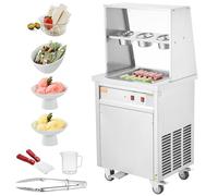 VEVOR Macchina per Gelato Arrotolato Commerciale 35x35x3,5 cm, Piastra per Ghiaccio Arrotolato Commerciale in Acciaio Inox, Macchina per Rotolare Gelato, per Bar Caffè Pasticcerie