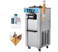 VEVOR Macchina per Gelato Commerciale 21-31 L/h 1500 W 3 Gusti, Macchina per Gelato Tramoggia 2x5,5 L, Pre-Refrigerazione, Pulizia Automatica, per Yogurt Caffè Snack Bar