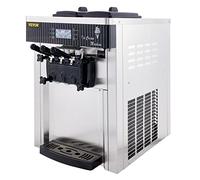 VEVOR Macchina per gelato commerciale da 5,3 a 7,4 galloni all'ora per servire morbido con display a LED Auto Clean 3 sapori perfetta per ristoranti snack bar, 2200 W, argento