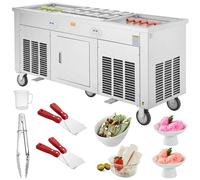 VEVOR Macchina per gelato fritto gelato arrotolato 2 vasche 17,7 x 17,7 pollici