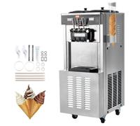 VEVOR Macchina per Gelato Professionale 34-44 L/h 1850 W 3 Gusti, Macchina per Gelato Commerciale Tramoggia 2x9 L, Pannello LED, Utilizzo Monobombola Disponibile, Refrigerazione Notturna, Snack Bar