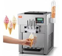VEVOR Macchina per gelato soft commerciale 20L/h resa da banco 3 gusti