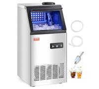 VEVOR Macchina per Ghiaccio Commerciale ca. 54,43 kg/giorno Macchina Cubetti di Ghiaccio Capacità Stoccaggio ca. 12,7 kg, Display Digitale LED, Bar, Catering, Hotel, Ristorante, Cucina Commerciale