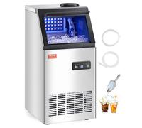 VEVOR Macchina per Ghiaccio Commerciale ca. 54,43 kg/giorno Macchina Cubetti di Ghiaccio Capacità Stoccaggio ca. 12,7 kg, Display Digitale LED, Bar, Catering, Hotel, Ristorante, Cucina Commerciale