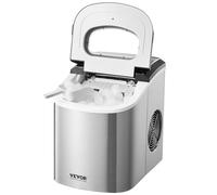 VEVOR Macchina per Ghiaccio da Banco, 9 Cubetti Pronti in 6 Minuti, 15 kg in 24 Ore, Macchina per Ghiaccio Portatile Autopulente con Paletta e Cestello per Ghiaccio, per Casa, Cucina, Ufficio, Bar