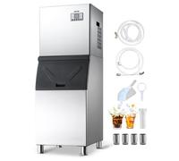 VEVOR Macchina per il Ghiaccio Commerciale, Macchina Autopulente per il Ghiaccio da 181 kg 24 Ore con Contenitore di Stoccaggio in Acciaio Inox da 136 kg, con Touchscreen per Bar, Caffetteria