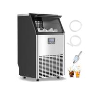 VEVOR Macchina per il Ghiaccio Commerciale, Macchina per Ghiaccio Indipendente, Capacità di Stoccaggio 13,6 kg, per Bar Ufficio Ristorante con Display Digitale Autopulente ca. 68,03 kg/24H