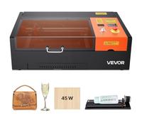 VEVOR Macchina per Incisione Laser CO2 da 45 W Taglierina per Incisione Laser CO2 da Tavolo con Asse Rotante, Macchina per Incisione Compatibile con LightBurn CorelDRAW GRBL, Legno, Acrilico, Vetro