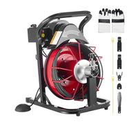 VEVOR Macchina per la Pulizia degli Scarichi 15 m x 8 mm, Trivella per Fognatura ad Alimentazione Automatica con 4 Lame e Interruttore a Pedale ad Aria Compressa per Tubi da 50 mm a 100 mm