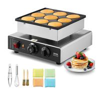VEVOR Macchina per mini pancake olandese da cucina commerciale, 9 Pezzi, Diametro 76 mm, Macchina per mini dorayaki, 850 W, Controllo temperatura e tempo, per Cucina commerciale, Feste, Evento