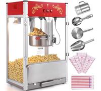 VEVOR Macchina per Popcorn, 566 x 392 x 862 mm Macchina Popcorn Elettrico 1615W Bollitore 0,45 kg con Vetro Temperato, Macchina per Popcorn da Tavolo, Include 3 Cucchiai in Acciaio Inox, Stile Cinema
