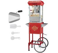 VEVOR Macchina per Popcorn con Carrello 850 W Macchina Popcorn Elettrico Bollitore 0,22 kg per 48 Tazze per Lotto, Macchina per Popcorn dotato di Vetro Temperato, Include 4 Misurini, Stile Cinema