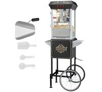 VEVOR Macchina per Popcorn, Macchina per Popcorn 850 W Peso 18,74 kg Bollitore 0,22 kg per 48 Tazze per Lotto, Popcorn Macchina Dotato di Vetro Temperato,Include 4 Misurini, Stile Cinema, Nero