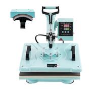 VEVOR Macchina per Trasferimento Termico 300 x 380 mm Macchina per Pressatura a Caldo 2 in 1 con Pressa per Cappelli, Oscillante a 360° Controllo Digitale, per Magliette/Cappelli/Berretti, Verde