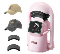 VEVOR Macchina per Pressa a Caldo per Cappelli con 2 Piastre Intercambiabili, Apertura Rilascio Automatici, Touchscreen per Controllo di Tempo Temperatura, Stampa a Termico per Cappellini, Rosa