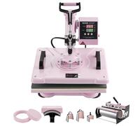 VEVOR Macchina per Pressatura a Caldo 300 x 380 mm 8 in 1 per Magliette Rosa