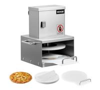 VEVOR Macchina per Pressatura della Pasta per Pizza Elettrica in Acciaio Inossidabile, Piastra per Pressatura della Pasta per Pizza, con Spessore Regolabile, con 100 Fogli di Carta da Forno