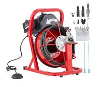 VEVOR Sbloccatubi Elettrico 50m x 0,95cm Macchina per la Pulizia dei Tubi Alimentazione Automatica Pulitore per Tubi di Scarico con 4 Taglierine, Azionamento a Pedale Pneumatico per Tubi da 5-10 cm