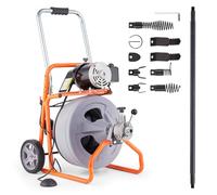 VEVOR Macchina per Pulizia degli Scarichi, Sonda per Fognatura ad Alimentazione Automatica su Ruote, Macchina Pulizia Scarichi Portatile con 8 Lame e Interruttore a Pedale Aria Compressa per Tubi