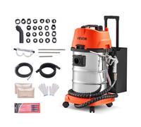 VEVOR Macchina per Pulizia della Sabbia di Noce da 30 Litri e 1600 W, Macchina per Sabbiatura Fisica su Carrello per la Pulizia del Collettore di Aspirazione, Sabbiatrici di Noce con 23 Adattatori