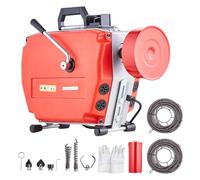 VEVOR Macchina per Pulizia Scarichi 120 Piedi x 7/8 Pollici, Coclea Elettrica per Fognature Alimentata a Mano 420W con 6 Taglierine, 2 Cavi in A cciaio 120' x 7/8" 18' x 3/8" Controllo CW/CCW