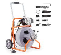 VEVOR Macchina per Pulizia Scarichi 75 Piedi x 1/2 Pollici, Trivella Scarico Fognario con Alimentazione Automatica su Ruote, Macchina per Pulizia Scarichi Portatile 640 x 514 x 986 mm con Taglierine